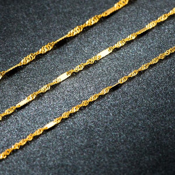 

chains solid 18k yellow gold necklace women au750 rose shine chain, Silver