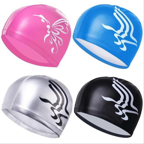 

mounchain men women pu high elastic long hair waterproof sunscreen swimming cap