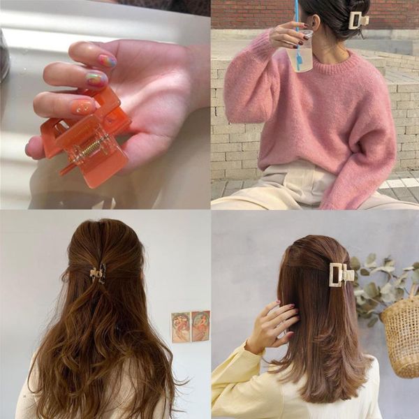 

acetate sheet japan and south korea hair accessories girl temperament hair clip simple geometry hairpin large, Slivery;white