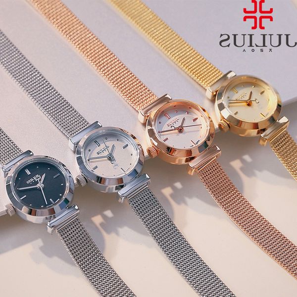 

stainless steel simple mini women's watch japan quartz hours small fashion dress bracelet birthday girl's gift julius 769, Slivery;brown