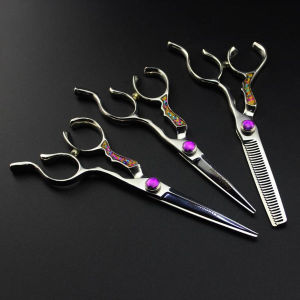 

hair scissors 5.5" 6" cutting thinning notched handle barbers japan 440c hairdresser shears salon tools