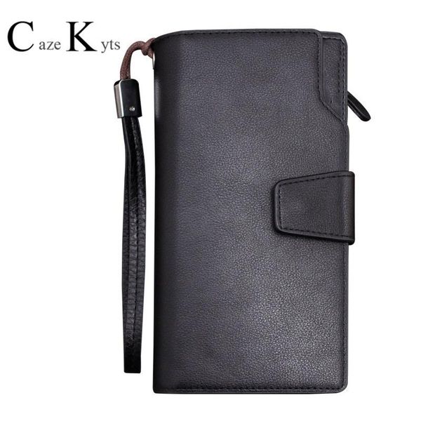 

wallets caze kyts men's clutch bag style glossy leather retro buckle mobile phone multi-function large-capacity wallet, Red;black