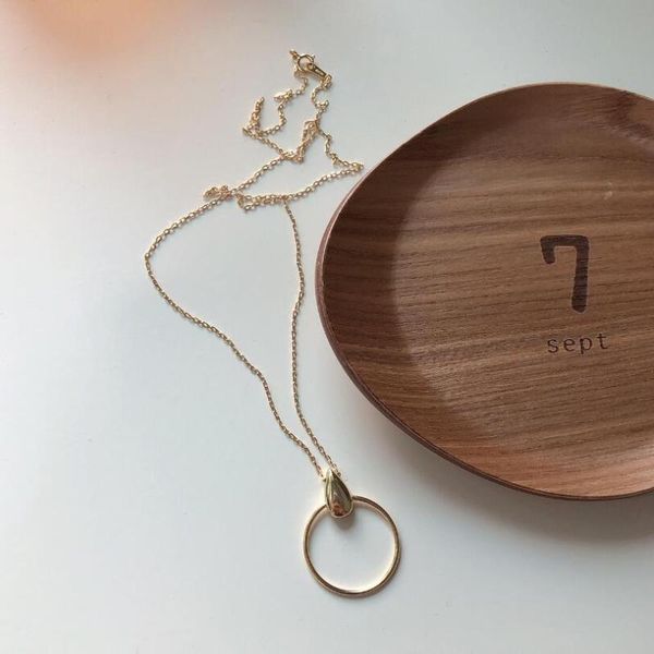 

pendant necklaces round choker necklace link chain party hollow circle water drop charm for women gold fashion 925-sterling-silver jewelry g