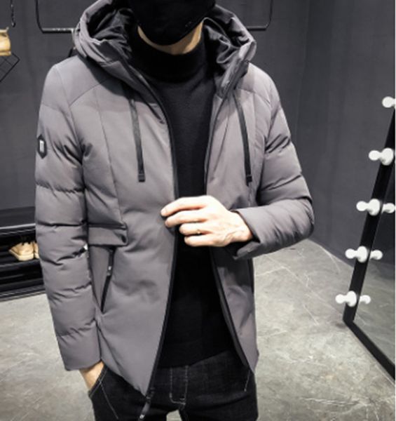 

2021 korean men down jacket winter new cotton clothes slim fit trend short padded tooling, Black