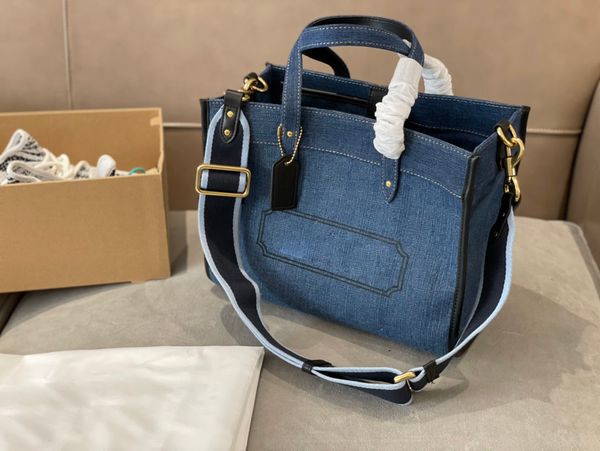 

2021 new fashion style boy bag leather womens shoulder bag handbag luxury designers bags 30*25cm denim bag, Black
