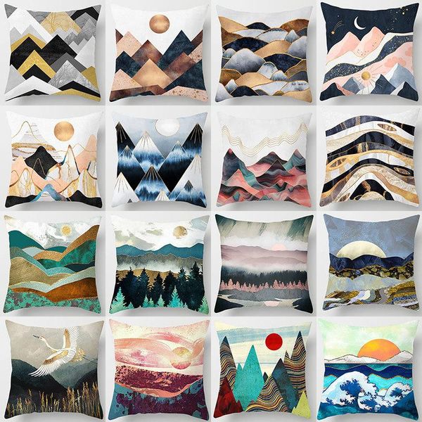 

pillow case 1 pcs creative sun birds mountain retro printed cushion cover bed pillowcase for car sofa home decor