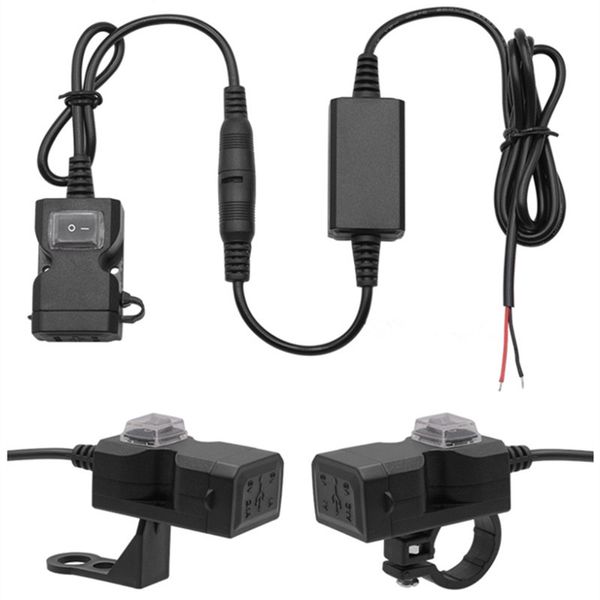 3,1 A Wasserdichtes Motorrad-Dual-USB-Ladegerät, USB-Adapter, 9–24 V, Motorrad-Netzteil, Ladegerät für Telefon, Tablet, GPS, Autozubehör