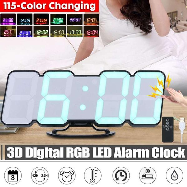 

3d led digital wall clock modern design large electronic clocks backlight desktable clock for living room home decoration