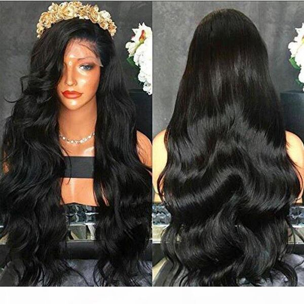 

30" brazilian human hair wigs 180% body wave lace front human hair wigs for women pre plucked with baby hair full lace wigs, Black;brown