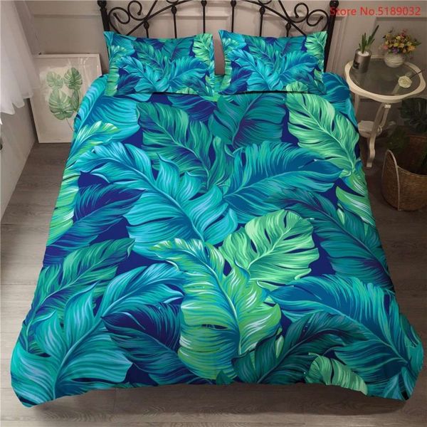 

2/3 piece green plants bedding sets rainfort leav 3d quilt cover single double full  king size bedspread dropshiping
