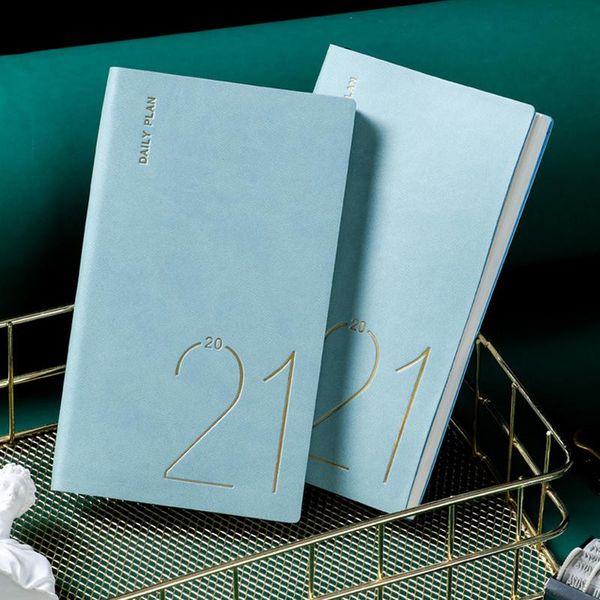 

notepads a6 fashion agenda 2021 jan-dec language thicken notebook leather soft cover school planner efficiency notebooks stationery, Purple;pink