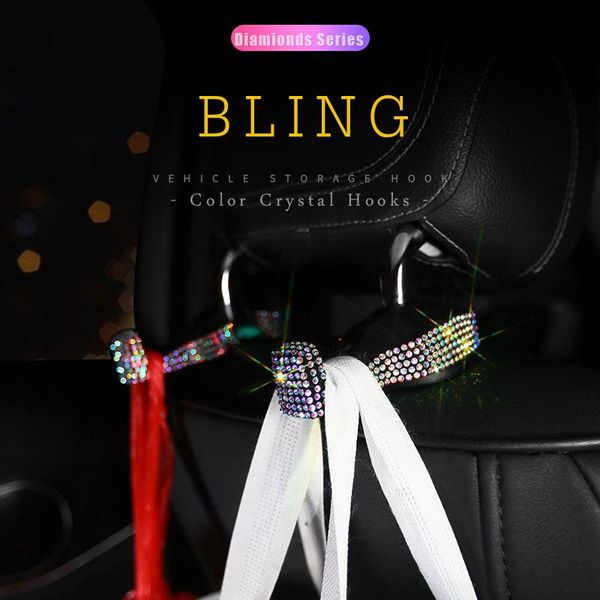 

car organizer 2pcs seat headrest hooks hidden rhinestone auto sparkling bling accessories