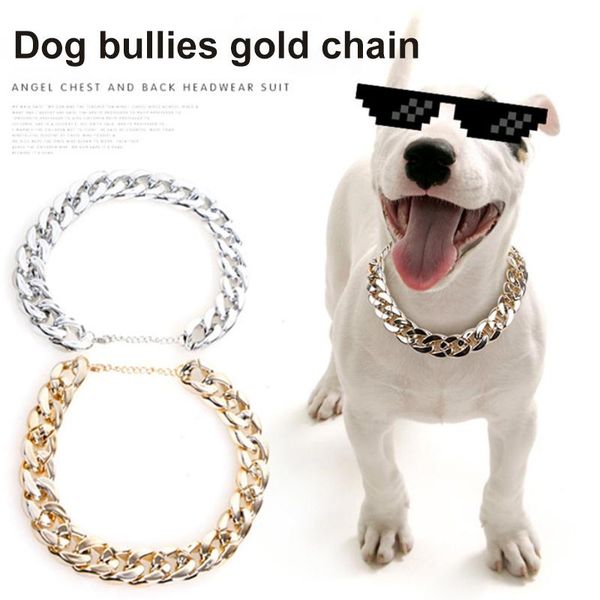 

dog collars & leashes pet cat chain collar puppy necklace personalized bulldogs bully gold training for dogs accessories