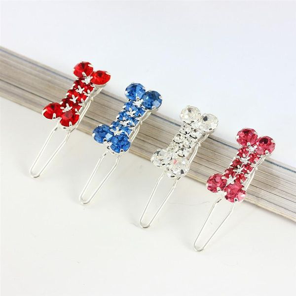

dog apparel fashion rhinestone hair clip bone pet accessories supplies long-haired dogs bows clips hairpin for small puppy