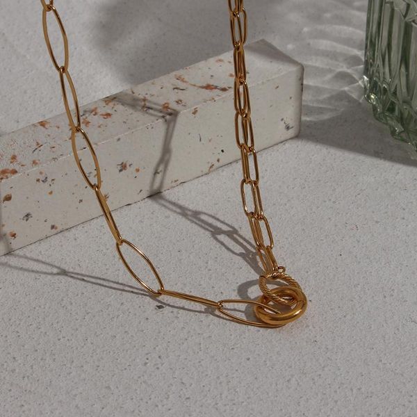 

chains minimalist basic stainless steel hypoallergenic assymetric patchwork paperclip chain choker necklaces for women necklace, Silver