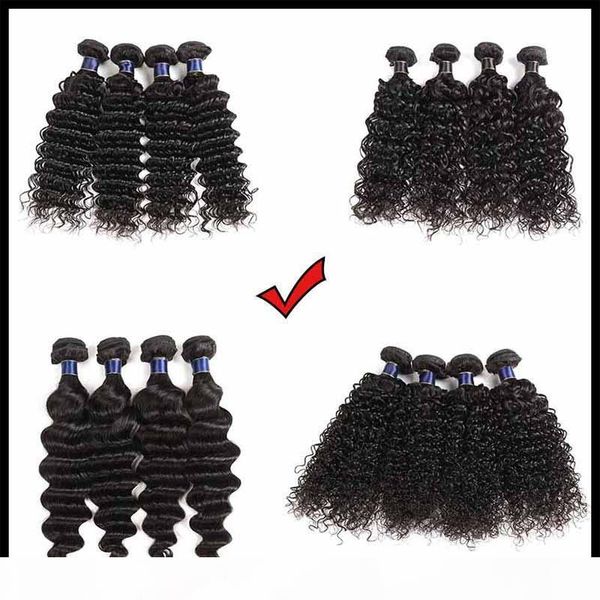 

grade 9a mink brazilian loose wave deep water wave remy hair 100% unprocessed brazilian virgin human hair weave 5 6 bundles, Black