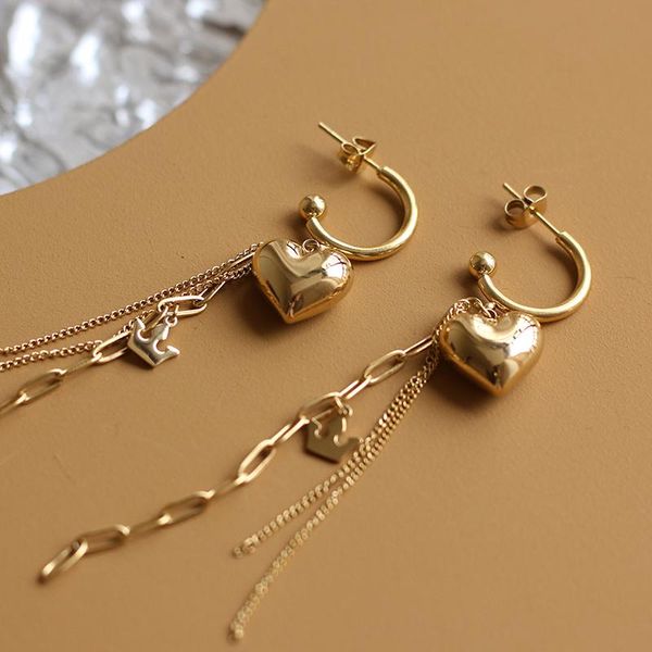 

hoop & huggie minimalist heart cuff earrings,gold waterproof stainless steel earrings,dainty earrings for women, Golden;silver