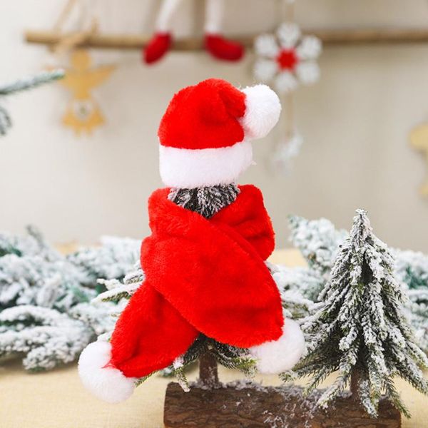 

dog apparel pet cat hat red scarf christmas holiday costume small animals clothes set for 2021 party and family happy year