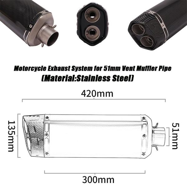 

motorcycle double exhaust muffler tubes for 38-51mm tail exhaust tubes removable db killer stainless steel vent system