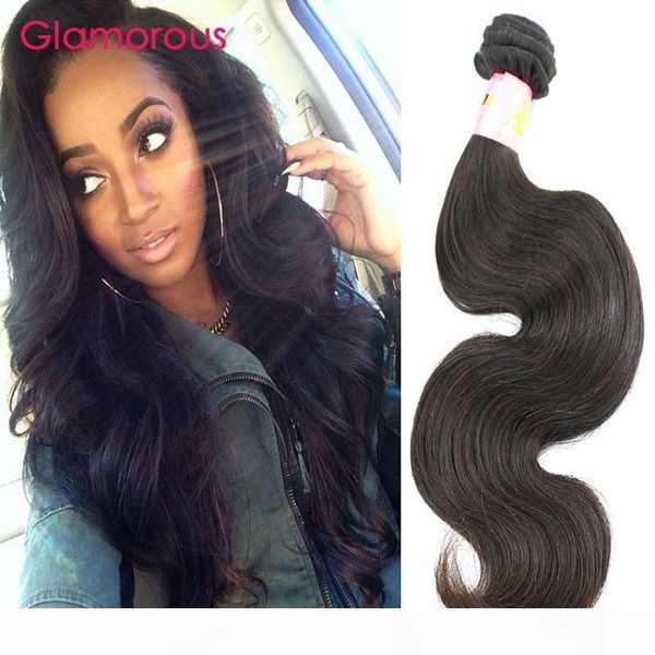 

glamorous brazilian body wave hair weaves natural color 1 bundles virgin human hair princess queen malaysian indian peruvian wavy hair weave, Black