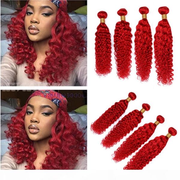 

malaysian human hair bright red deep wave weave wefts pure red deep curly wave 4bundles malaysian virgin hair extensions 10-30" mixed l, Black