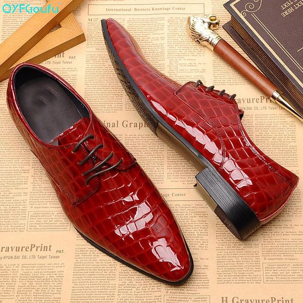 

dress shoes qyfcioufu patent leather men genuine lace-up business wedding crocodile man formal oxford, Black