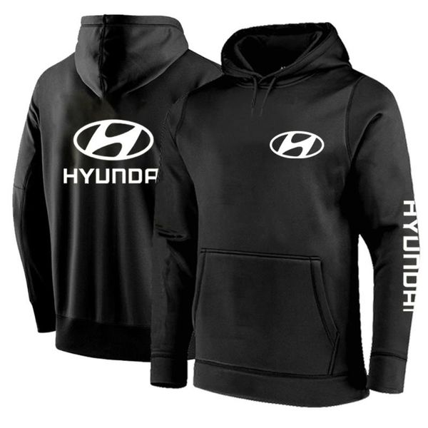 

men's hoodies & sweatshirts 2021 spring hyundai motor logo male zipper printed fleece long sleeves man's punk hip hop jacket, Black