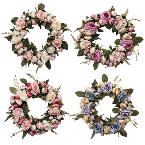 

decorative flowers & wreaths vintage spring garland hanging rose flower wreath wedding decoration gift, indoor and outdoor, home office, wal