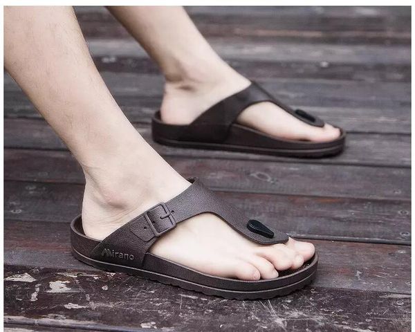 

solid male leather slipper, open-toed sandals comfortable for men, summer, pomegranate, men's slippers 3xqf, Black