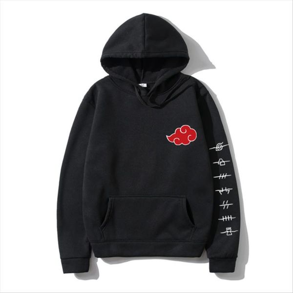 

men's hoodies & sweatshirts japan anime akatsuki cloud symbols print men sweatshirt streetwear hoodie women oversized pullover hoody, Black