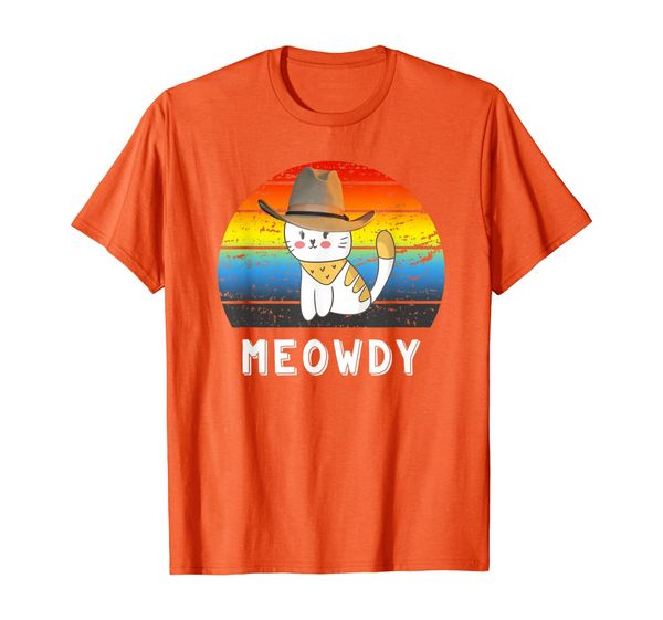 

vintage meowdy funny texas cowboy retro cat lover gift t-shirt, White;black