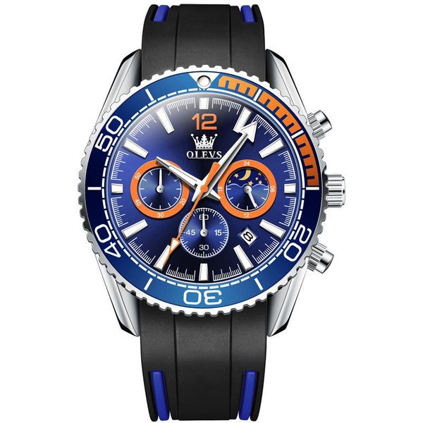 

wristwatches 1963 chronograph aviation flight watches multi-function display three-eye personality male watch, Slivery;brown