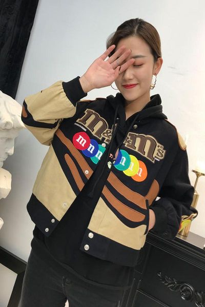 

women's jackets embroidery letter harajuku patch men's 2021 spring autumn hip hop long sleeve bomber jacket outwear, Black;brown