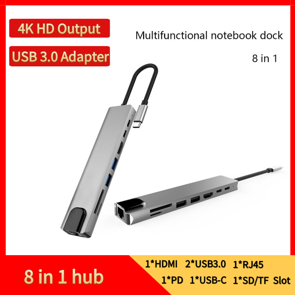 

hubs portable 5/6/7/8/9 in 1 aluminum alloy usb 3.0 ports type-c hub usb-c to 4k hd laprj45 gigabit ethernet network pd