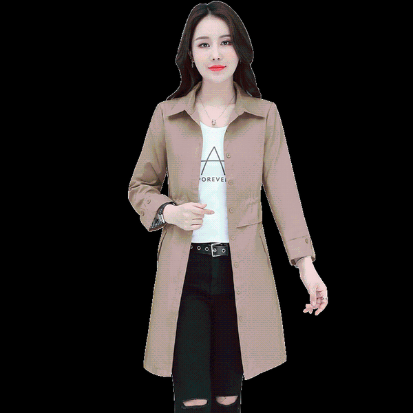 

women's trench coats women coat 2021 female spring autumn windbreaker lady british style ladies high-end temperament overcoat 4xla, Tan;black