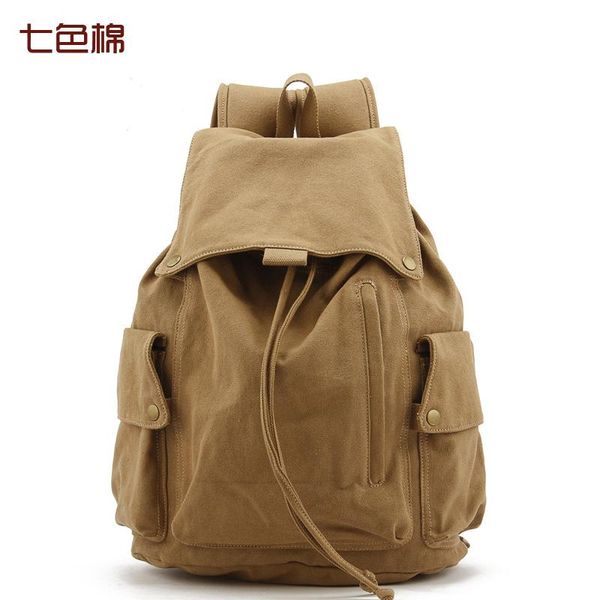 

backpack fashion solid canvas outdoor men women student shoulder travel casual bag