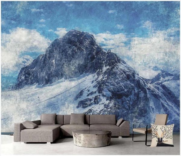 

wallpapers wdbh custom po 3d wallpaper blue modern snow mountains background home decor living room for walls 3 d