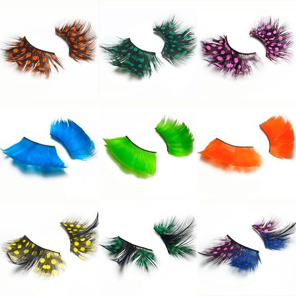 

false eyelashes feather fake cosplay makeup thick lashes extension colored hyperbole