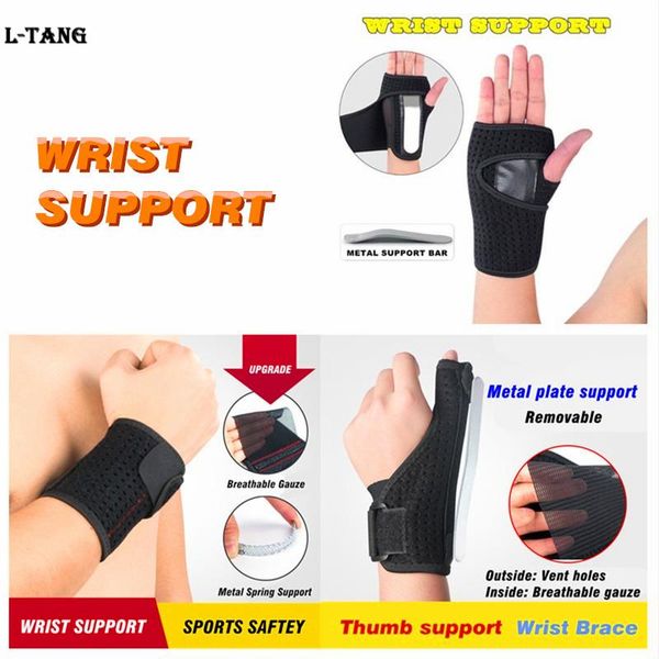 

wrist support 1 pcs breathable carpal tunnel splint brace protector arthritis sprains strain sports band l679, Black;red