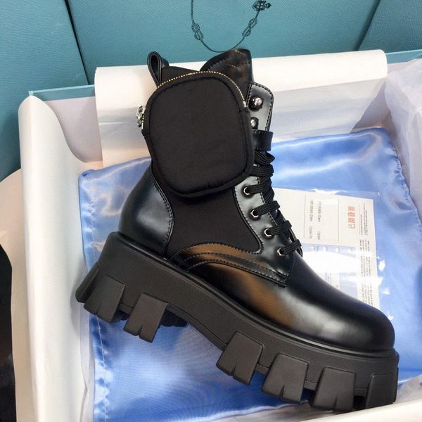 

autumn winter martin boots designer woman thick soled travel lace-up boot soft cowhide lady, Black