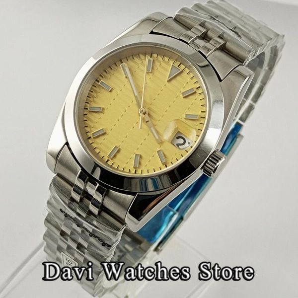 

wristwatches bliger sterile 36mm/40mm yellow dial nh35a fashion luxury mens watches sapphire glass automatic mechanical watch for men, Slivery;brown