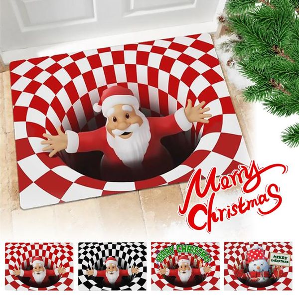 

carpets indoor outdoor christmas decoration 3d santa vortex illusion doormat flannel carpet living room bedroom door floor mat