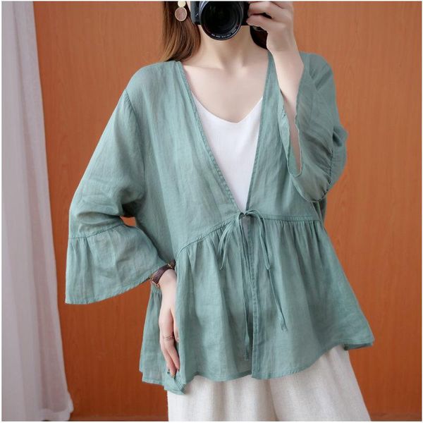 

plus size outerwear & coats large sunscreen cardigan women's summer thin air-conditioned shirt retro loose v-neck 3/4 sleeve small jack, Black