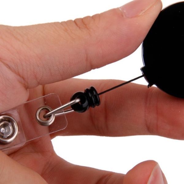 

1 pc retractable ski pass id card badge holder reel pull key name tag card holders for school office company rand qylbkg, Silver