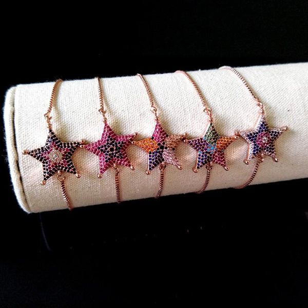 

link, chain 10pcs turkish style star double bails connector,micro pave cz zircon charms,adjustable bracelet jewelry for women bg100, Black