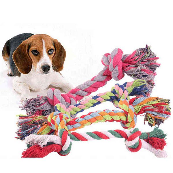 Cão de estimação cachorro cachorro duplo knot mastigar corda nó brinquedos limpos dentes duráveis ​​trançados corda pet pet brinquedo pet suprimentos aleatórios