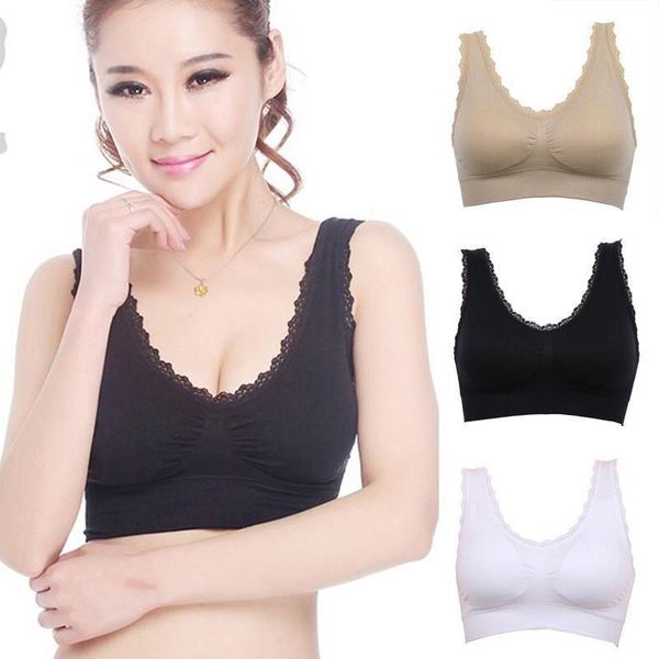 

no steel ring vest style sports yoga bra micro gathering ladies underwear zero binding lace seamless underwear, White;black