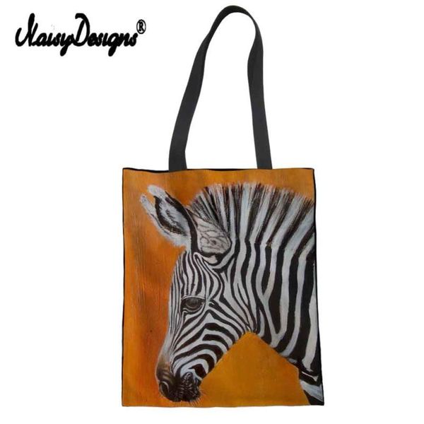 

shopping bags zebra painting women reusable cotton grocery bag handbags canvas tote webshop eco foldable draw string