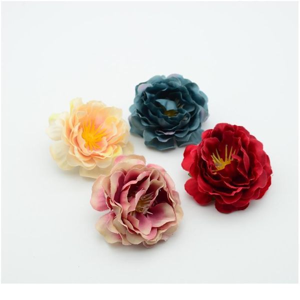 

100pcs silk roses artificial plastic flowers for christmas decor home wedding accessories scrapbook fake peony diy wrea jllqjq