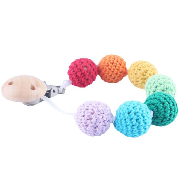 

baby pacifier chain holders clips weaning teething beads natural wooden infant feeding accessories newborn teeth practice toys crochet kids